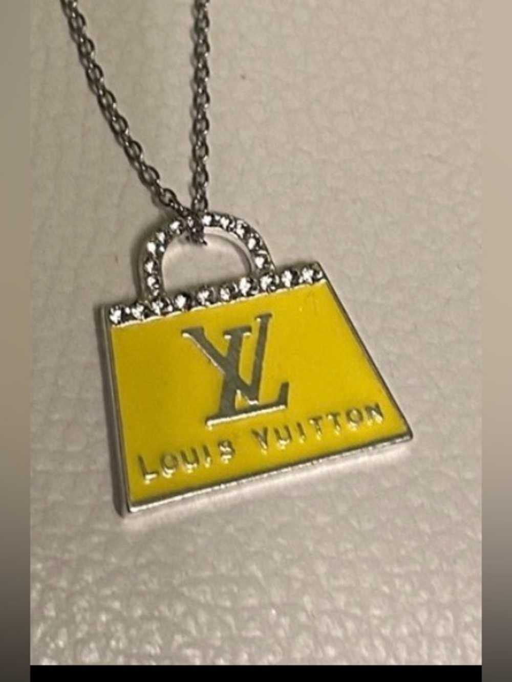 LOUIS VUITTON Enamel Handbag Pendant Necklace